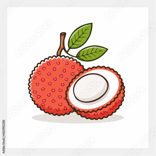 Vibrant Lychee Duo: A Colorful Illustration of Tropical Fruit Delight in Detail