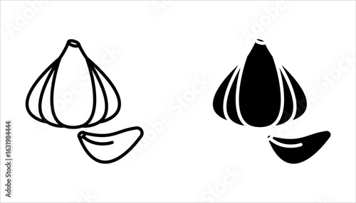 garlic icon set, Simple line vector illustration on white background.