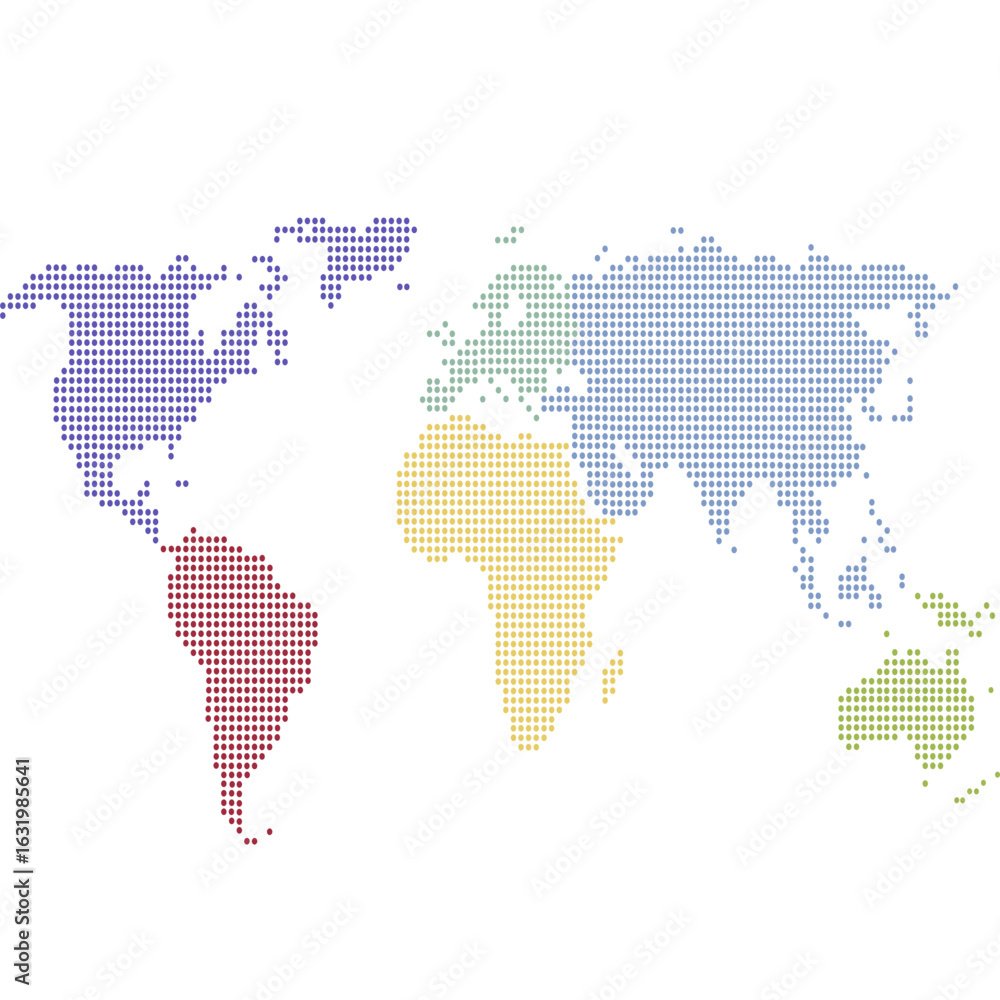 Fototapeta premium Dotted color world map vector