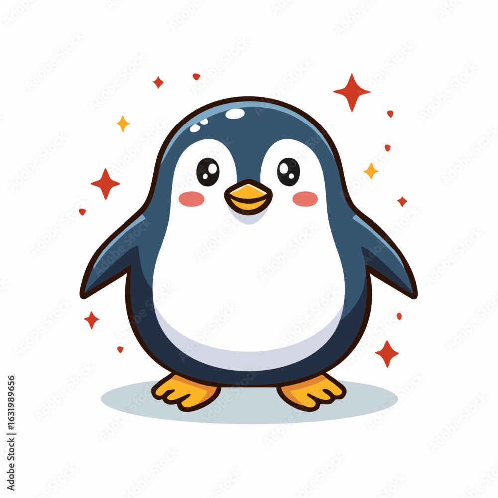 Fototapeta premium Delightful depiction of a cartoon penguin radiating charm and playful happiness