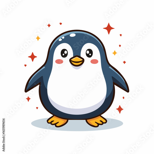 Delightful depiction of a cartoon penguin radiating charm and playful happiness