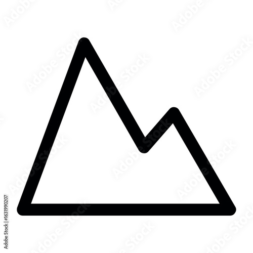 Simple outline of two mountain peaks connected with a distinct black line against a white background
