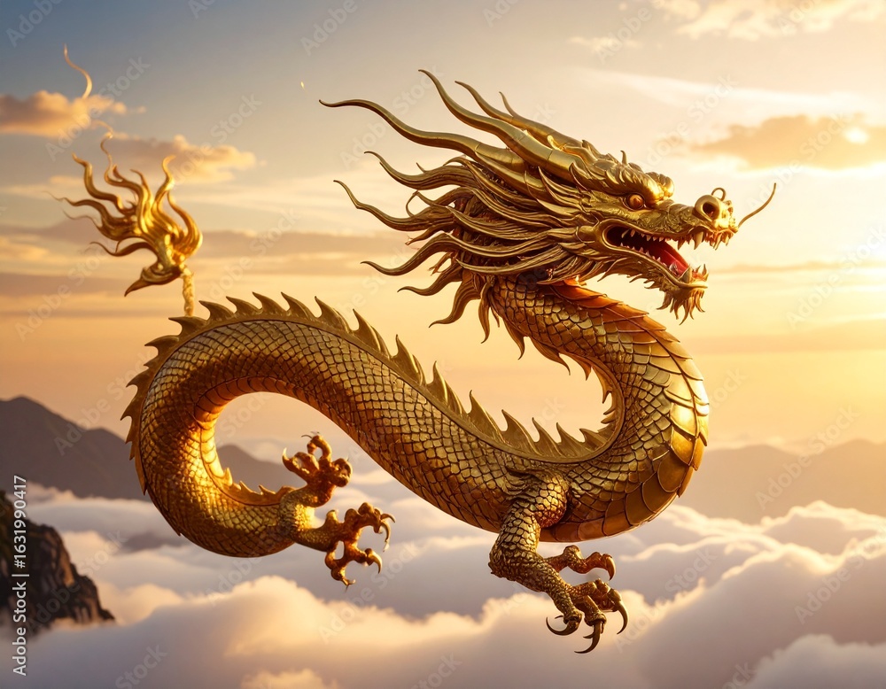 Obraz premium 黄金の東洋龍