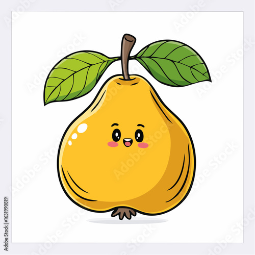 Delightful pear character illustration radiating joy and freshness with cheerful expression