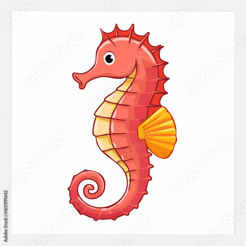 Adorable cartoon seahorse illustration with vibrant colors and charming simplicity drawing