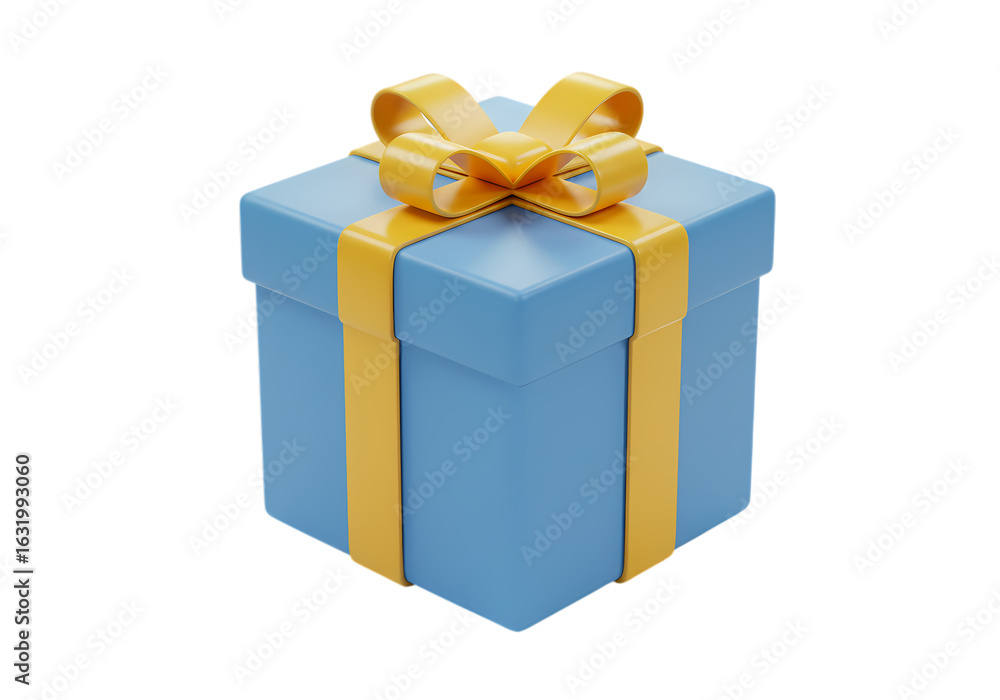 Obraz premium Light Blue Gift Box with Yellow Ribbon