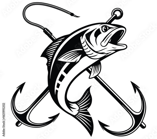 Fishing Vector. Bass Fishing SVG  Collection – Silhouette Vector Clipart . Jumping Fish in Lake Illustration. Fishing time in a hill . T- Shirt Design Vector Art, Icons, and Graphics for Free ...