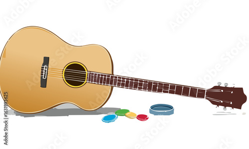acoustic guitar isolated on white