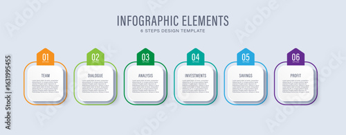 Timeline creation infographic template. 6 Timeline step, calendar. Flat simple infographic design template.