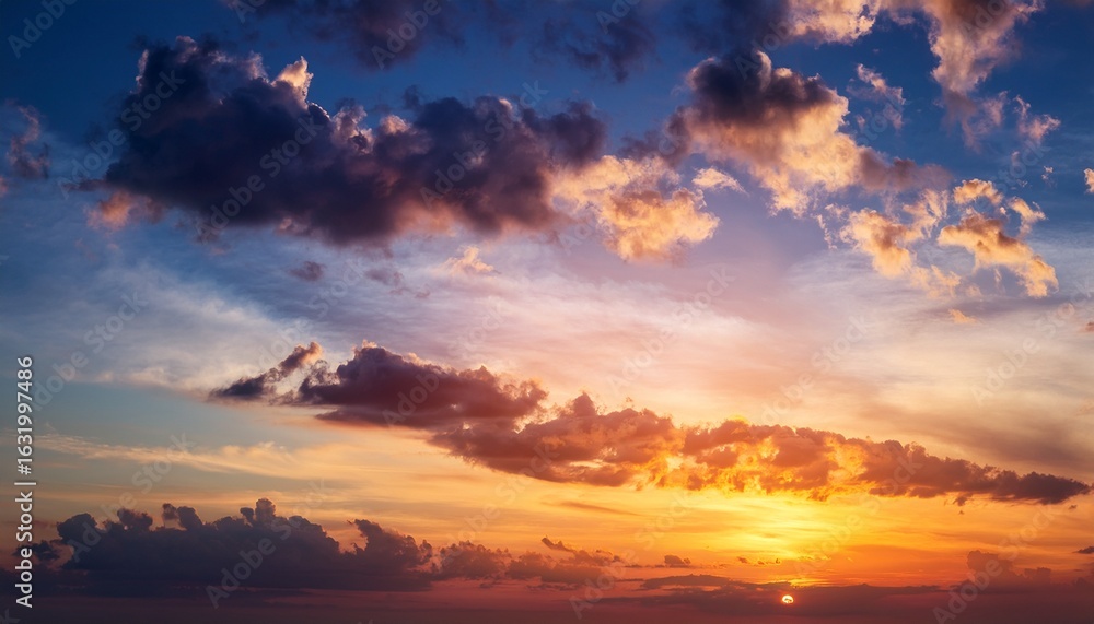 Fototapeta premium beautiful sunset sky background with clouds scenic cloudscape