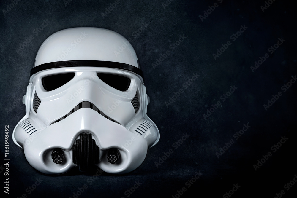 Naklejka premium Closeup of Imperial stormtrooper helmet replica star wars of Hasbro Star Wars Black Series. Illustrative editorial