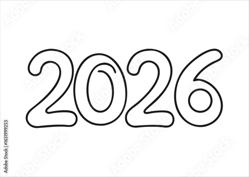 A single continuous line art drawing representing the upcoming year with a modern aesthetic isolated on white background