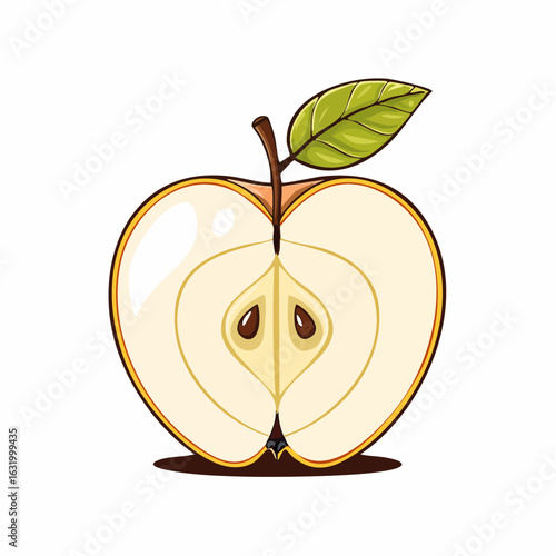 Stylized half apple illustration featuring vibrant colors and detailed internal structure portrayal