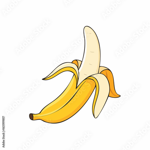 Vibrant peeled banana illustration against a clean white background showcasing natural freshness