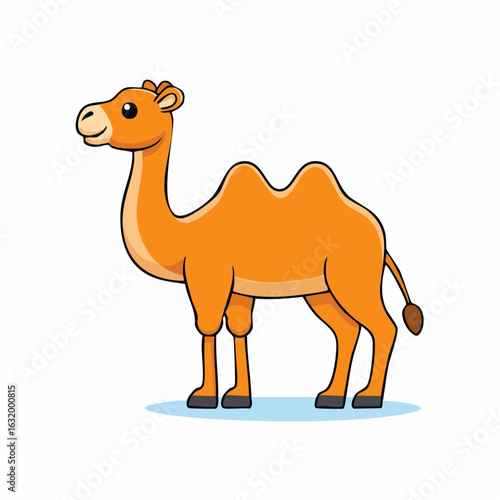 Whimsical dromedary delight: A charming camel cartoon illustration on clean background
