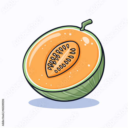 Vibrant Cantaloupe Slice Depiction: A Refreshing Visual Treat for Summer Fruit Lovers