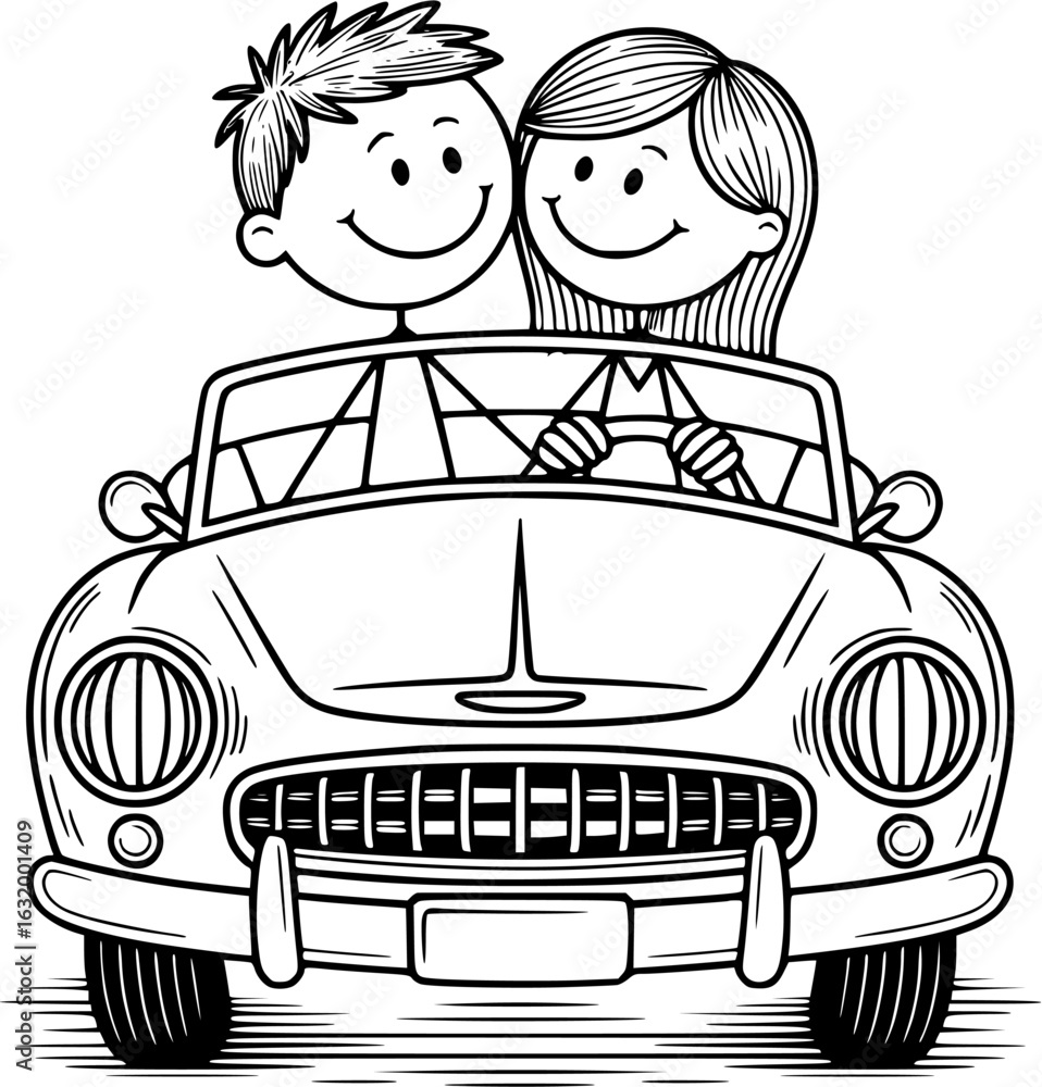 Cartoon Love Love Adventure Valentine Couple Vector Graphics