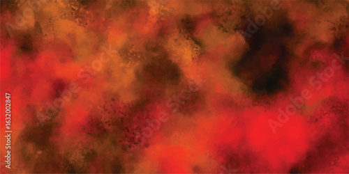 Abstract watercolor background in fiery red orange and brown tones for creative designs and artwork decoration
