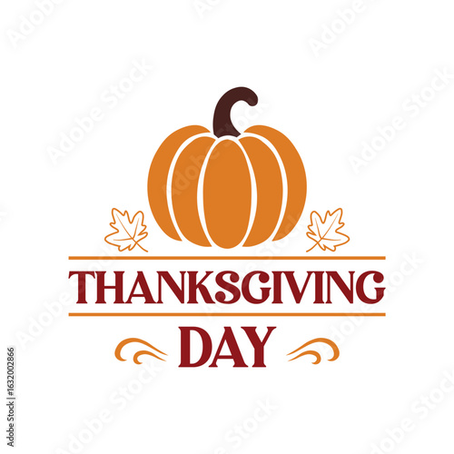 Thanksgiving Day Pumpkin & Leaves Vector Design