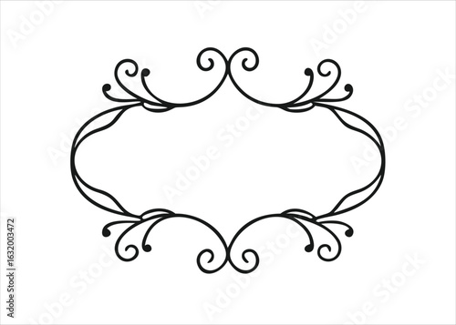 Elegant art nouveau decorative ornamental frame design with intricate flourishes and classic styling isolated on white background