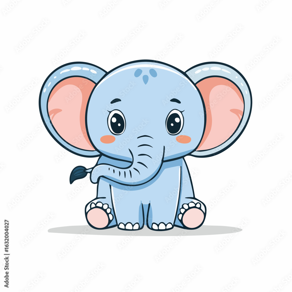 Naklejka premium Adorable cartoon elephant illustration perfect for children's books and educational material