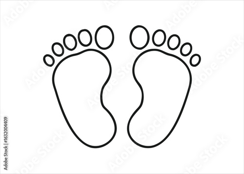 Charming line art depiction of tiny baby feet in a delicate style perfect for children s day celebrations and new parenthood themes isolated on white background
