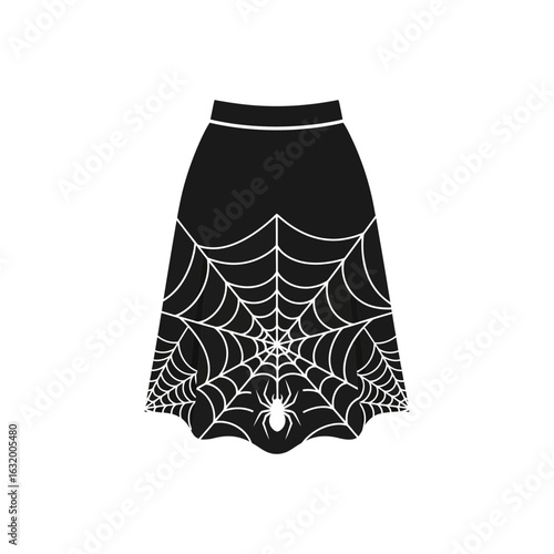 Black skirt with a spiderweb design on a black background.