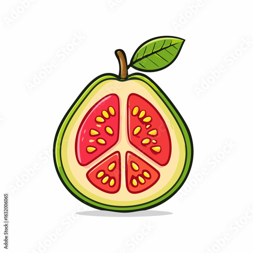 Whimsical Guava Slice: A Playful and Vibrant Depiction of a Tropical Delight