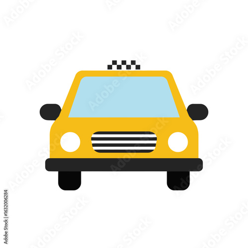 Yellow taxi cab with light on top isolated on a black background.
