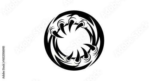 Circular design featuring claw marks or gashes in a swirling pattern, creating a dynamic and slightly aggressive aesthetic.