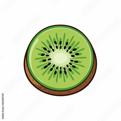 Vibrant Slice of Kiwi Fruit: A Refreshing and Healthy Graphic Illustration Design