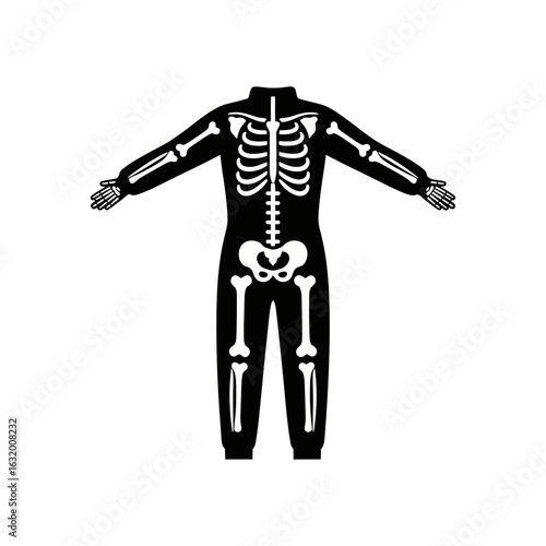 White skeleton figure with arms spread against a black background.