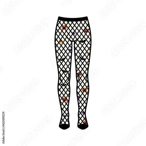 Tights with a diamond pattern and ripped holes on a black background.