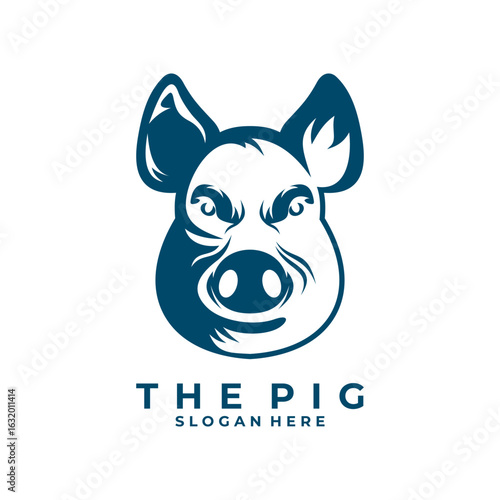 Pig Head logo design vector template. Pig Farm logo icon