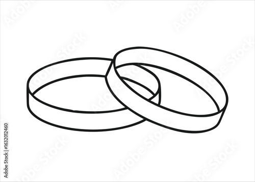 A simple line art icon depicting multiple bracelets with a minimalist aesthetic for various design applications isolated on white background