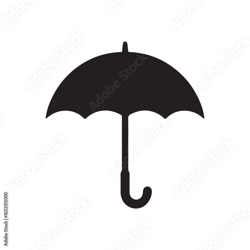 Umbrella Icon Vector – Black Rain Protection Symbol for Weather and Insurance Design

