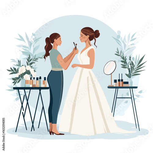 Bridal makeup preparation scene