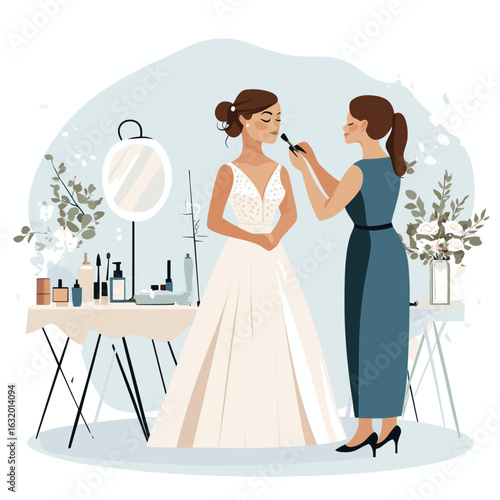 Bridal makeup preparation scene