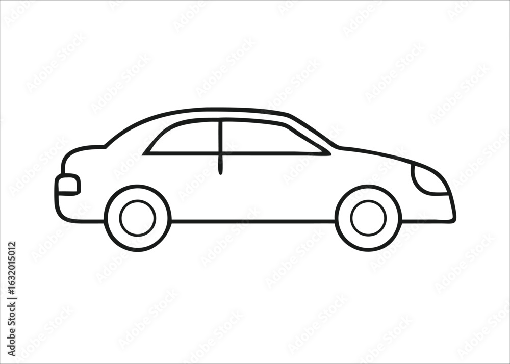 Naklejka premium A sleek black automobile graphic presented as a modern transportation symbol isolated on white background