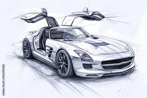 Wallpaper Mural A sleek, modern car design sketch showcasing innovative features and dynamic lines for automotive enthusiasts. Torontodigital.ca