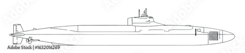 Virginia-Class Submarine Blueprint | Technical Line Art of U.S. Navy Nuclear Submarine Design