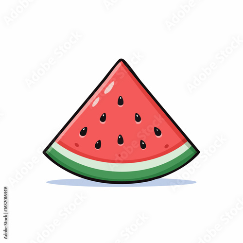 Cartoon-style watermelon slice illustration with vibrant colors and playful design