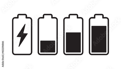 Battery Charging Icon – Low Power Level Indicator in Minimal Line Design

