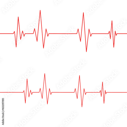 Red Heartbeat Line Vector – ECG EKG Pulse Wave Medical Heart Rate Monitor Illustration