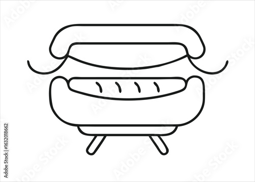 Artistic continuous line drawing of a classic barbecue grill for outdoor cooking and summer gatherings isolated on white background
