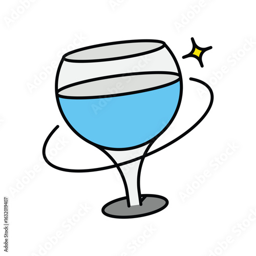 Wine Glass color line icon with white background vector stock illustration