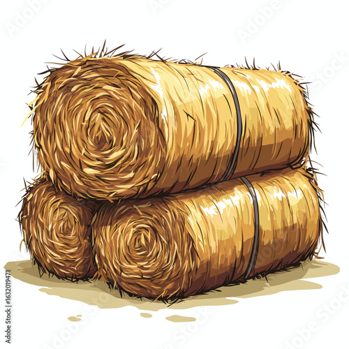 Golden straw bales for autumn harvest decoration