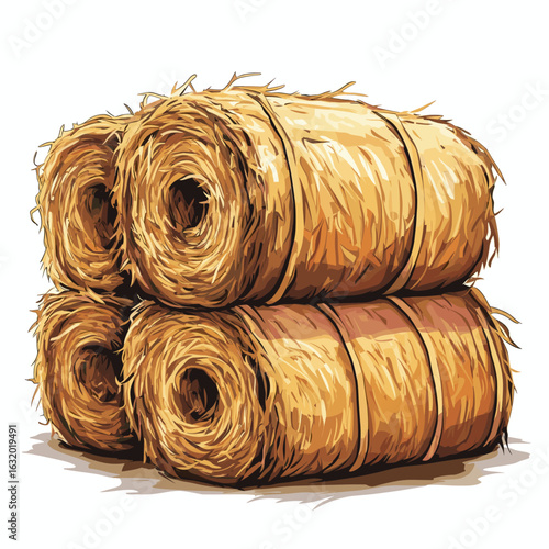Golden straw bales for autumn harvest decoration