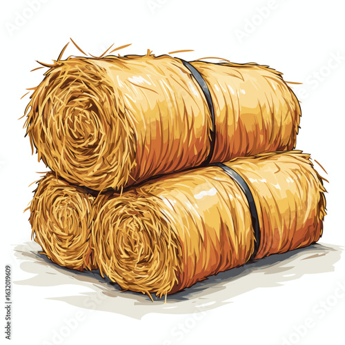 Golden straw bales for autumn harvest decoration