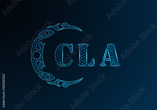 Low poly letter logo CLA design. CLA letter logo low poly vector design on blue color gradient background. CLA logo low poly design